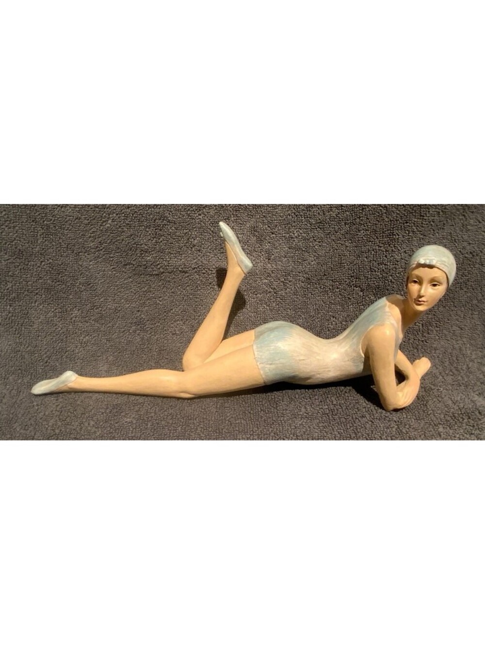 Detailed Resin Bathing Beauty Figurine with a 1920’s Look - 10.5”L x 3.5”H